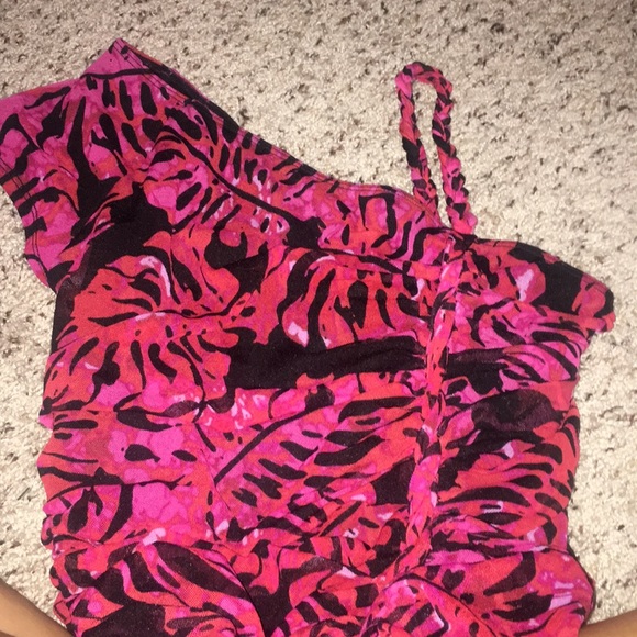 Tropical print one shoulder mini dress - Picture 5 of 5